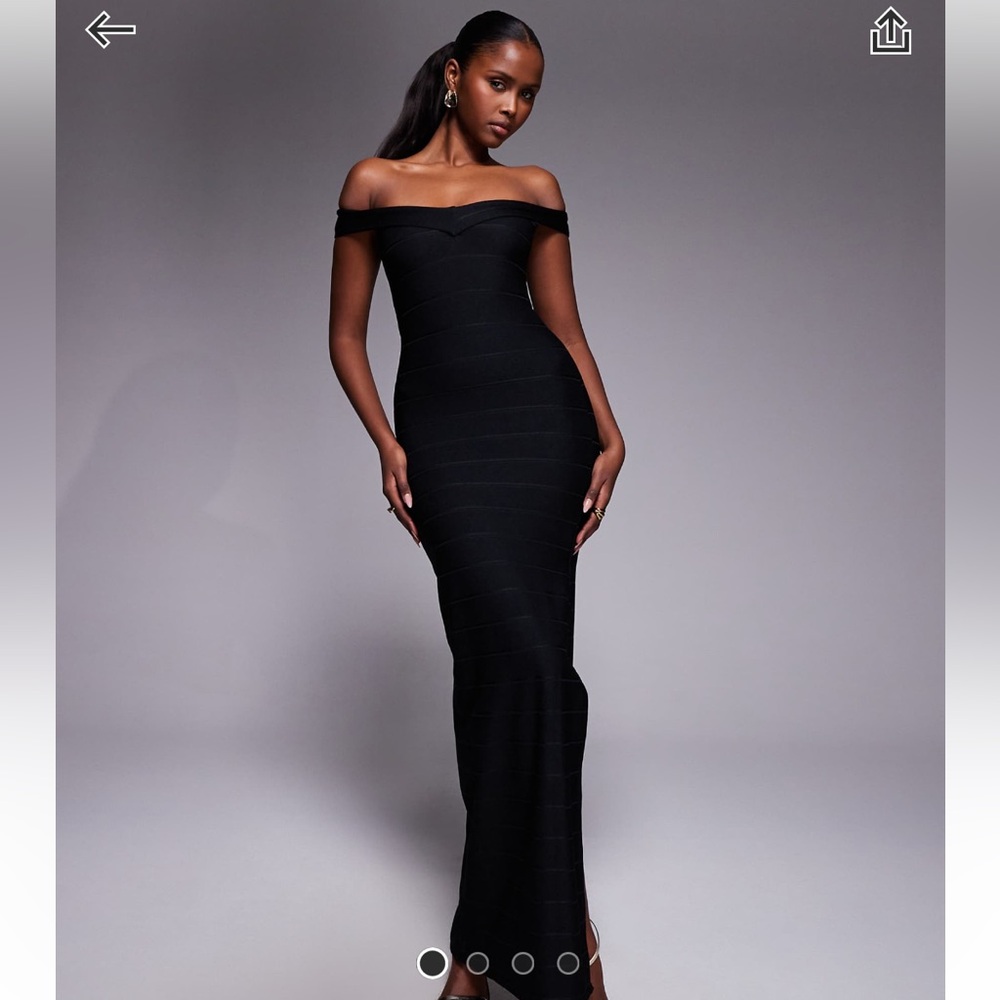 ASOS Elegant Black Off-Shoulder Maxi Dress